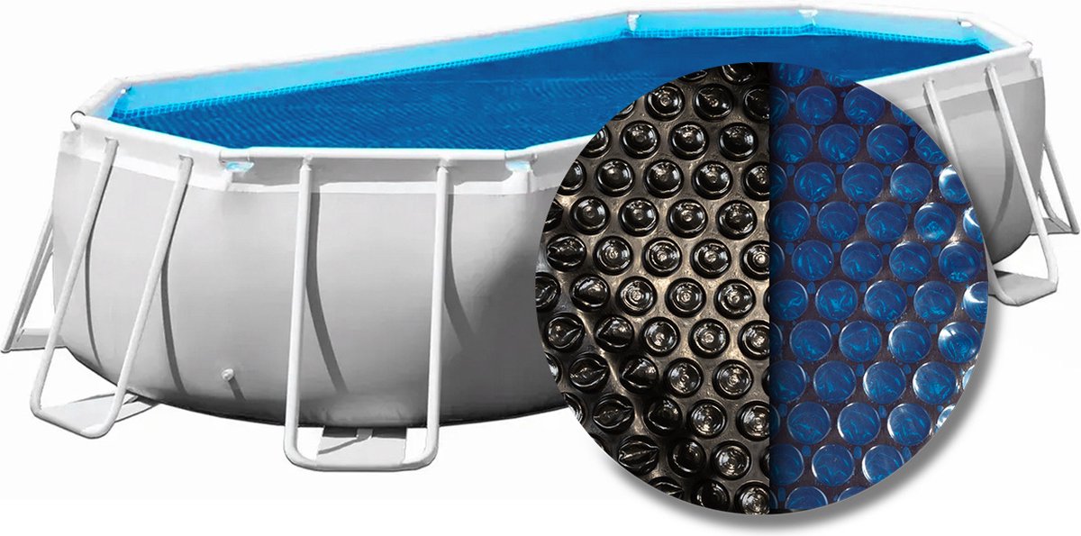 W'eau Solar cover ovaal - 800 x 416 cm (zeilmaat 794 x 410) - Zwart/Blauw - W'eau