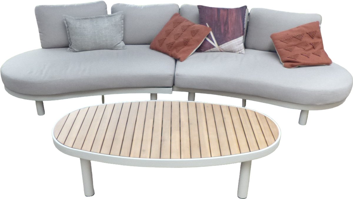 Washington loungeset oyster/zand/acacia incl. lichtbruin olefin kussens - Eurofleur aanbieding