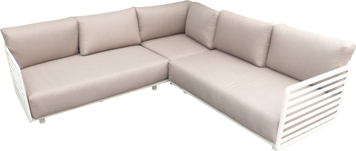 Tobago cornerset oyster incl. zand olefin kussens - Eurofleur aanbieding