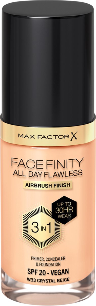 1+1 gratis: Max Factor Facefinity All Day Flawless Foundation W33 Crystal Beige 34 ml
