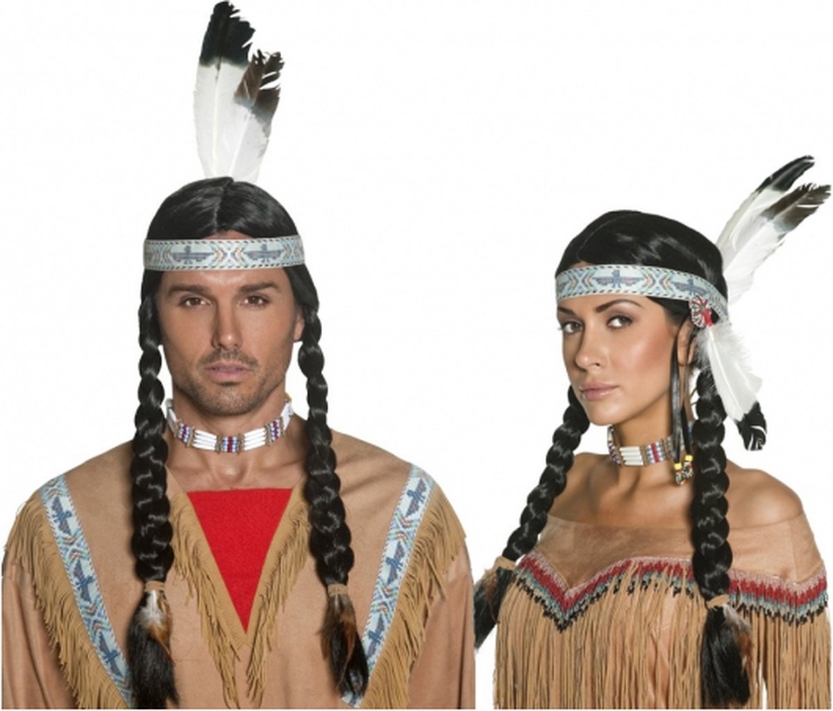 Indianenpruik - volwassenen - vlechten - indiaan pruik - Carnaval -