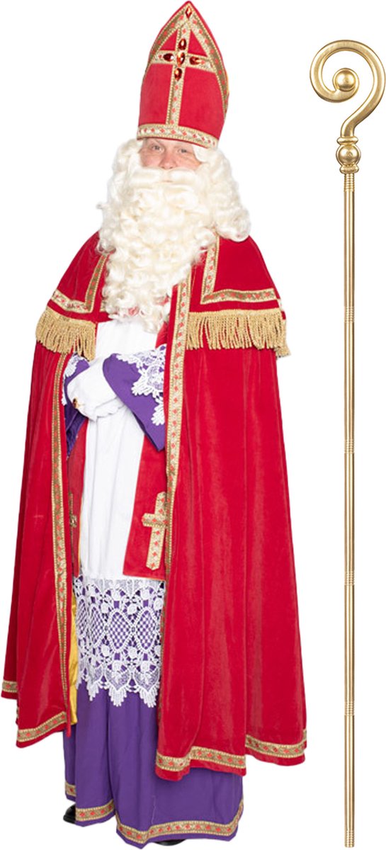 Sinterklaas kostuum - inclusief gouden staf 185 cm One size -