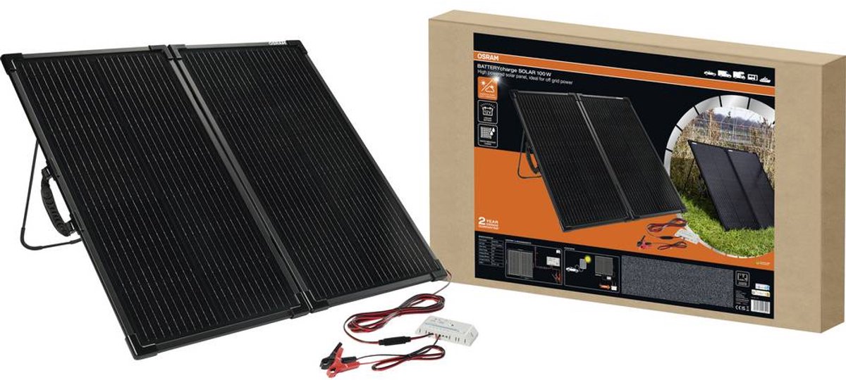 OSRAM BATTERYcharge SOLAR 100W Monokristallijn zonnepaneel 100 W 12 V, 5 V