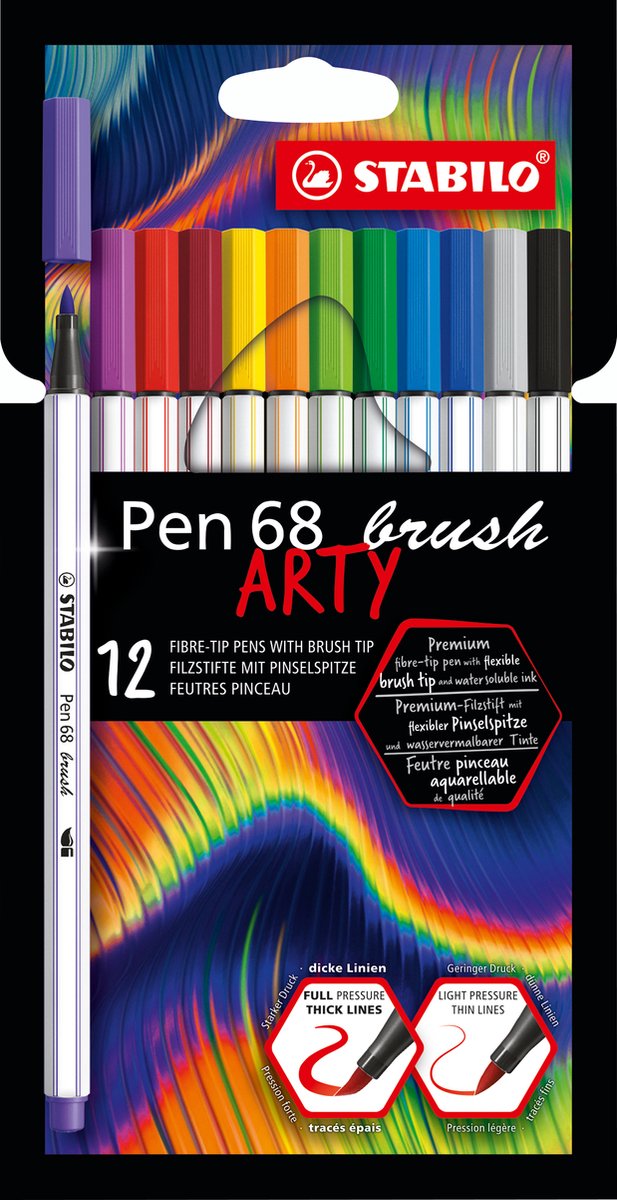 Stabilo Markers - Pen 68 Brush Arty - 12 st. - Multicolour - Stabilo - OneSize - Marker