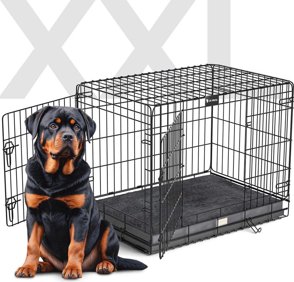 XXL Hondenbench met Kussen– Inklapbaar&Stevig– Voor Grote Honden – JC Pets