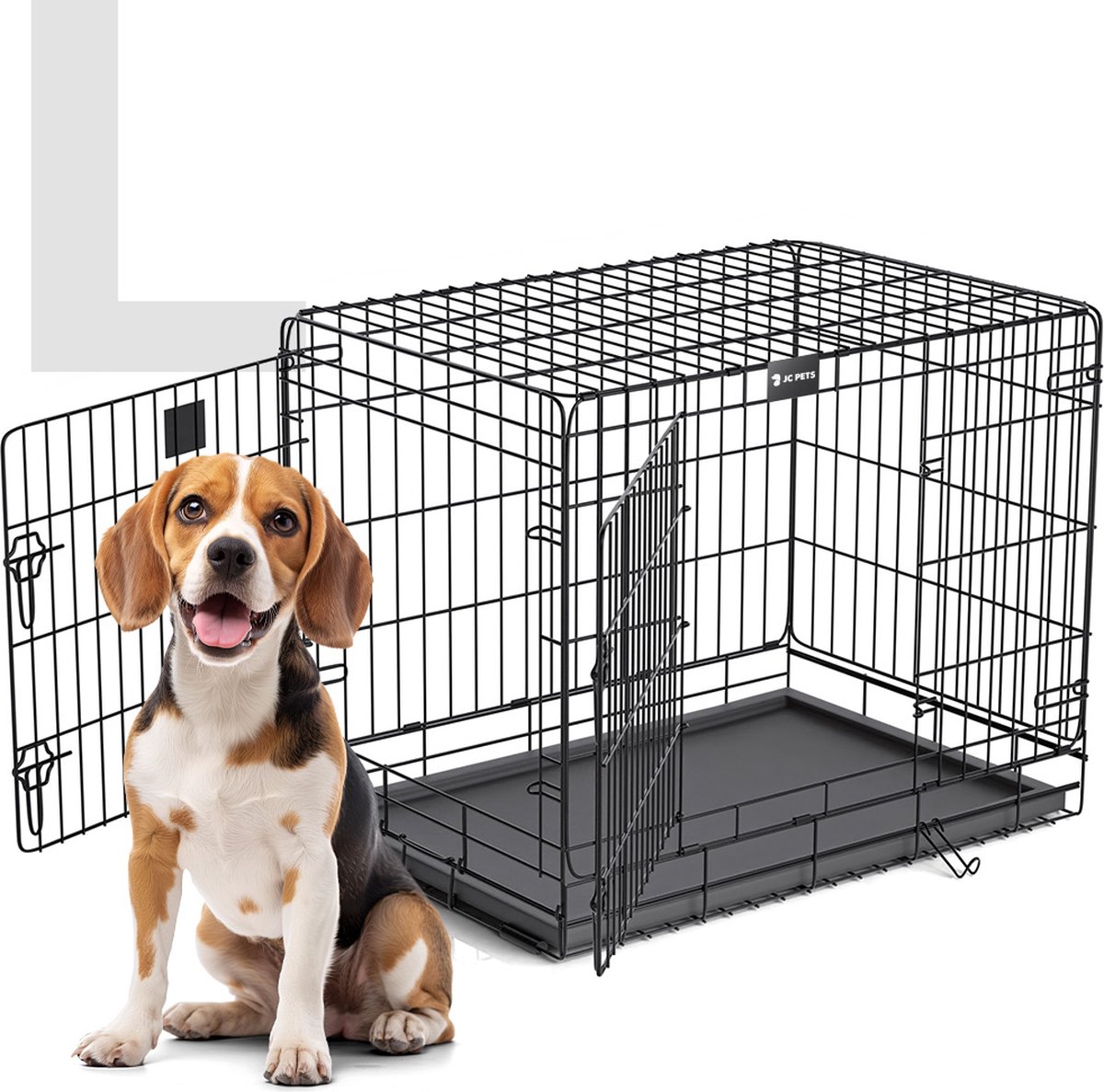 L Hondenbench met Kussen– Inklapbaar&Stevig– Voor Grote Honden – JC Pets