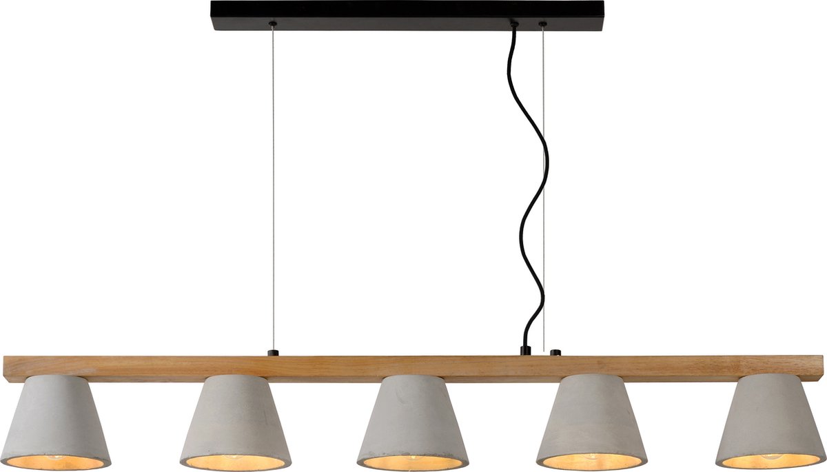 Lucide Possio - Hanglamp - 110 X 15 X 130 Cm - Taupe, Hout