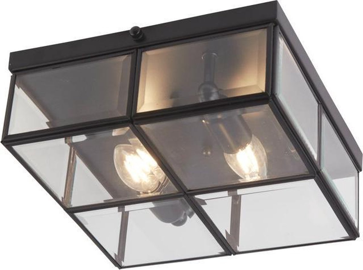 Searchlight Flush - Plafondverlichting - 25 X 25 X 10 Cm - Mat Zwart