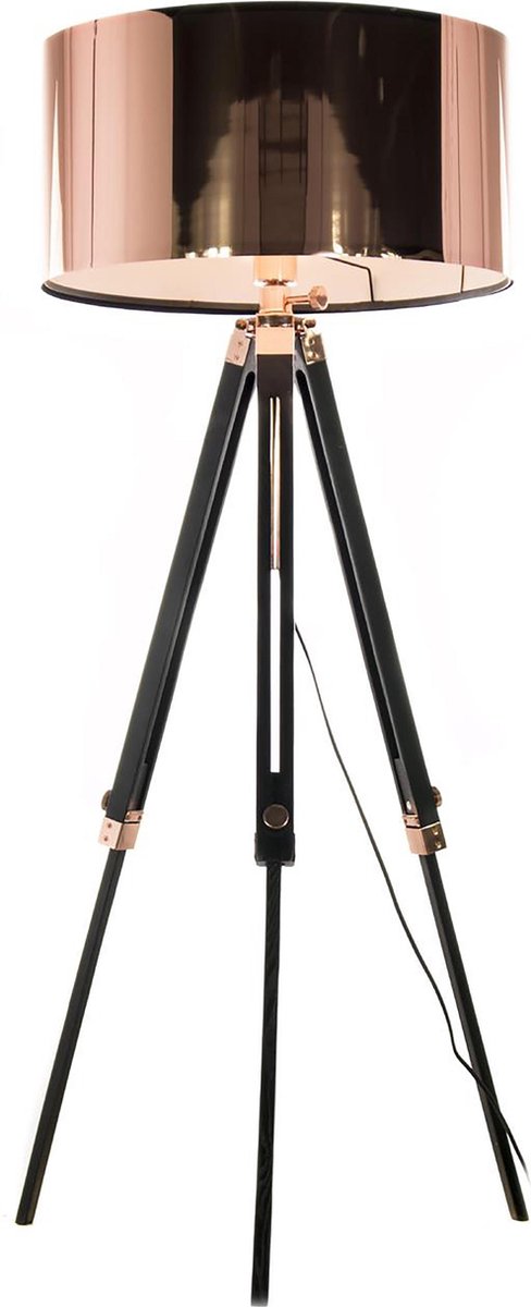 Artdelight Jewel - Staanlamp - 150 Cm - Zwart En Koper