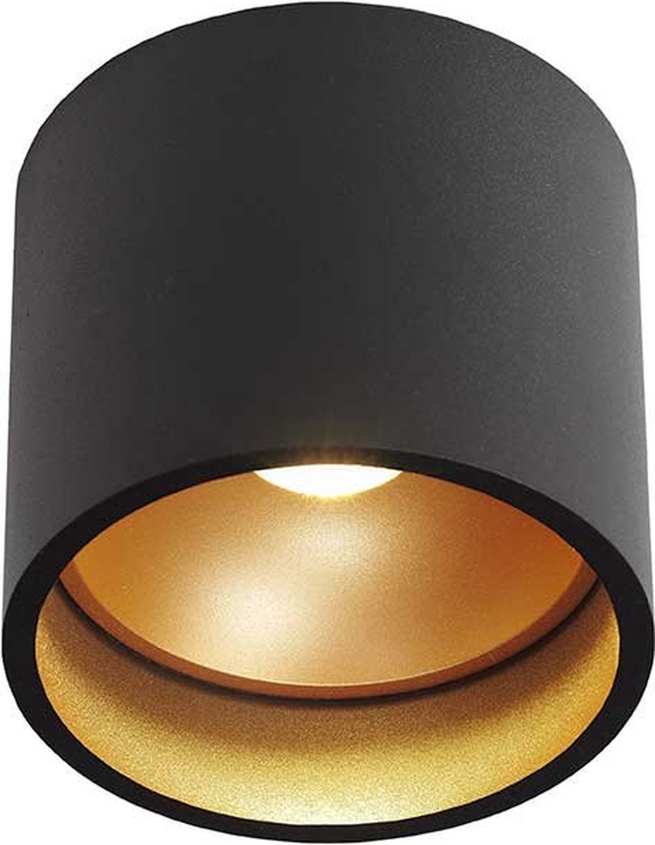 Artdelight Ormond - Plafondverlichting - Ø 11 X 10 Cm - 7W Dimbare LED Incl. - IP54 - Zwart/goud