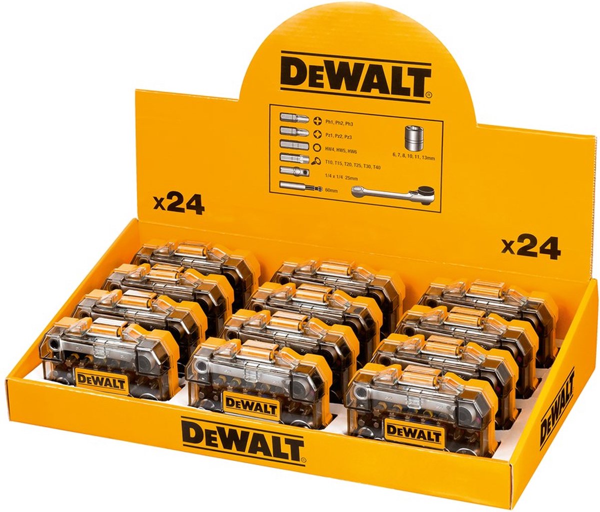 DeWalt Accessoires Display 12x 32-delige doppen-/schroefbitset - DT71516M-QZ