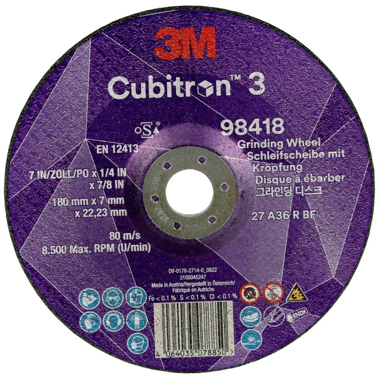 Cubitron 98418 Afbraamschijf Diameter 180 mm Boordiameter 22.23 mm 10 stuk(s)