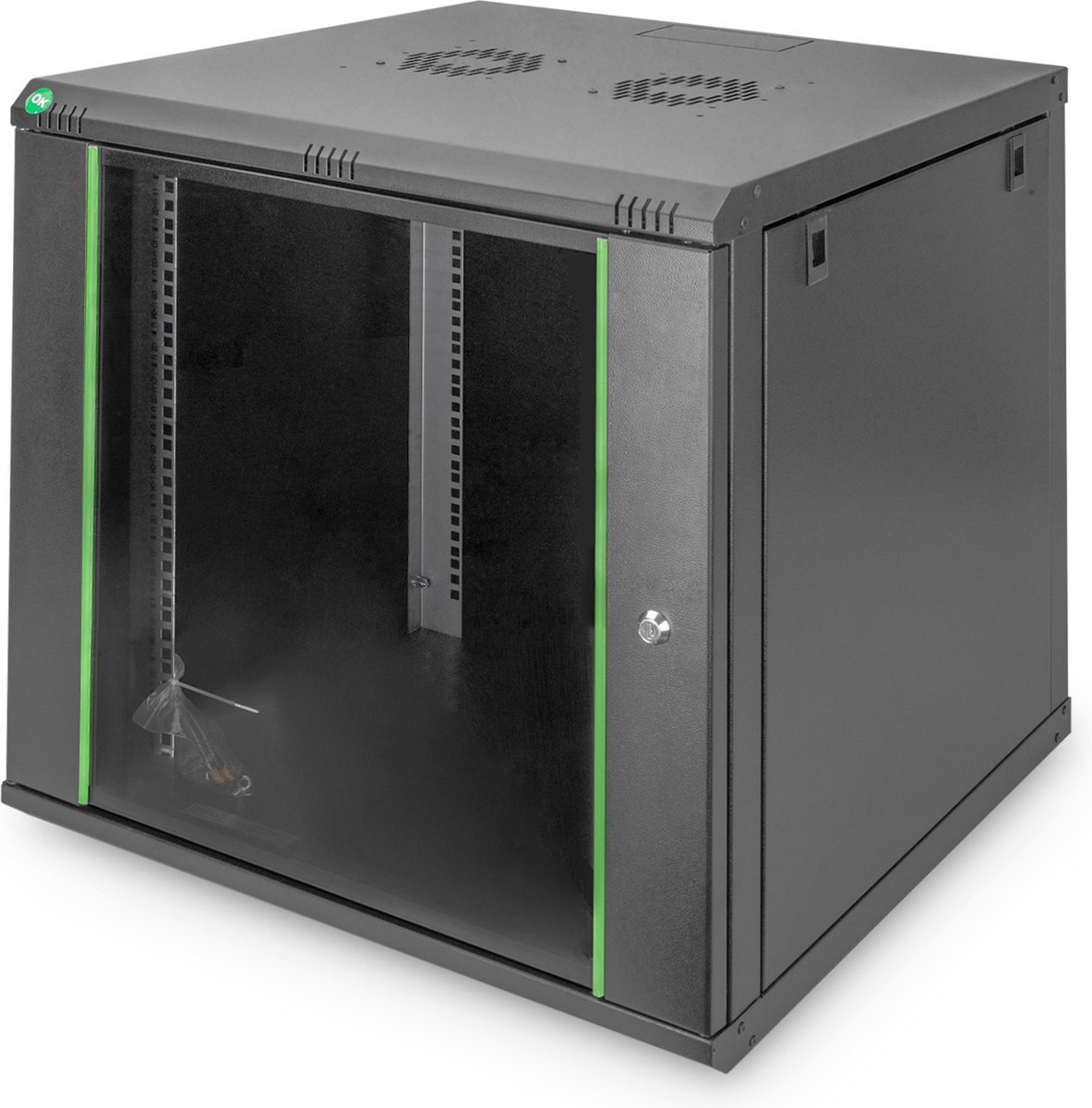 Digitus DN-19 12U-6/6-EC-SW 19inch-wandkast (b x h x d) 600 x 638 x 600 mm 12 HE Zwart, Zwart (mat), Zwart (RAL 9005)