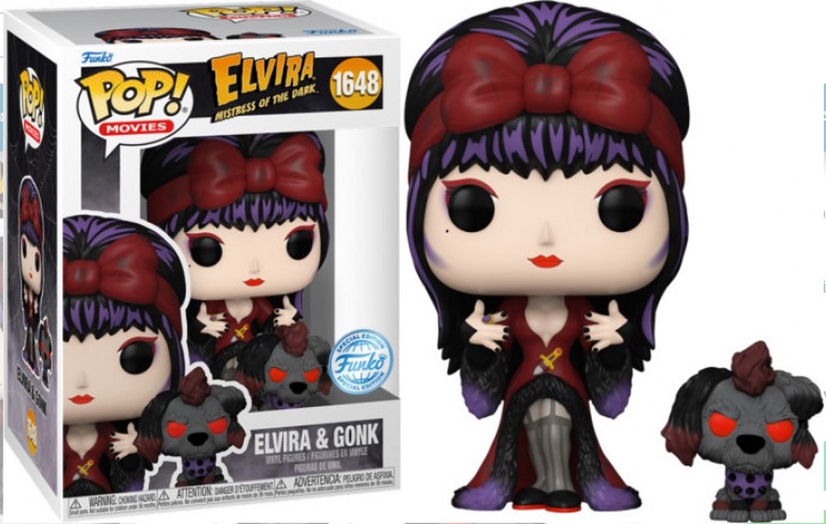 Elvira Mistress of the Dark Funko Pop Vinyl: - Elvira & Gonk (Moonlight) (Special Edition)