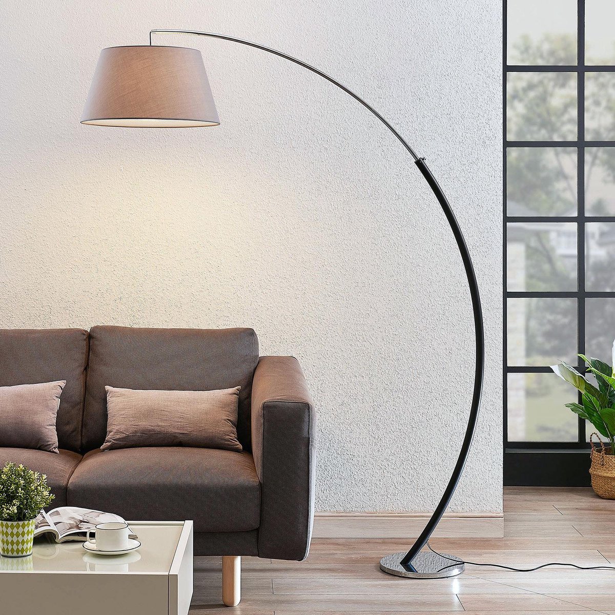 Lucande - Evelyna Vloerlamp Grey/Chrome/Black