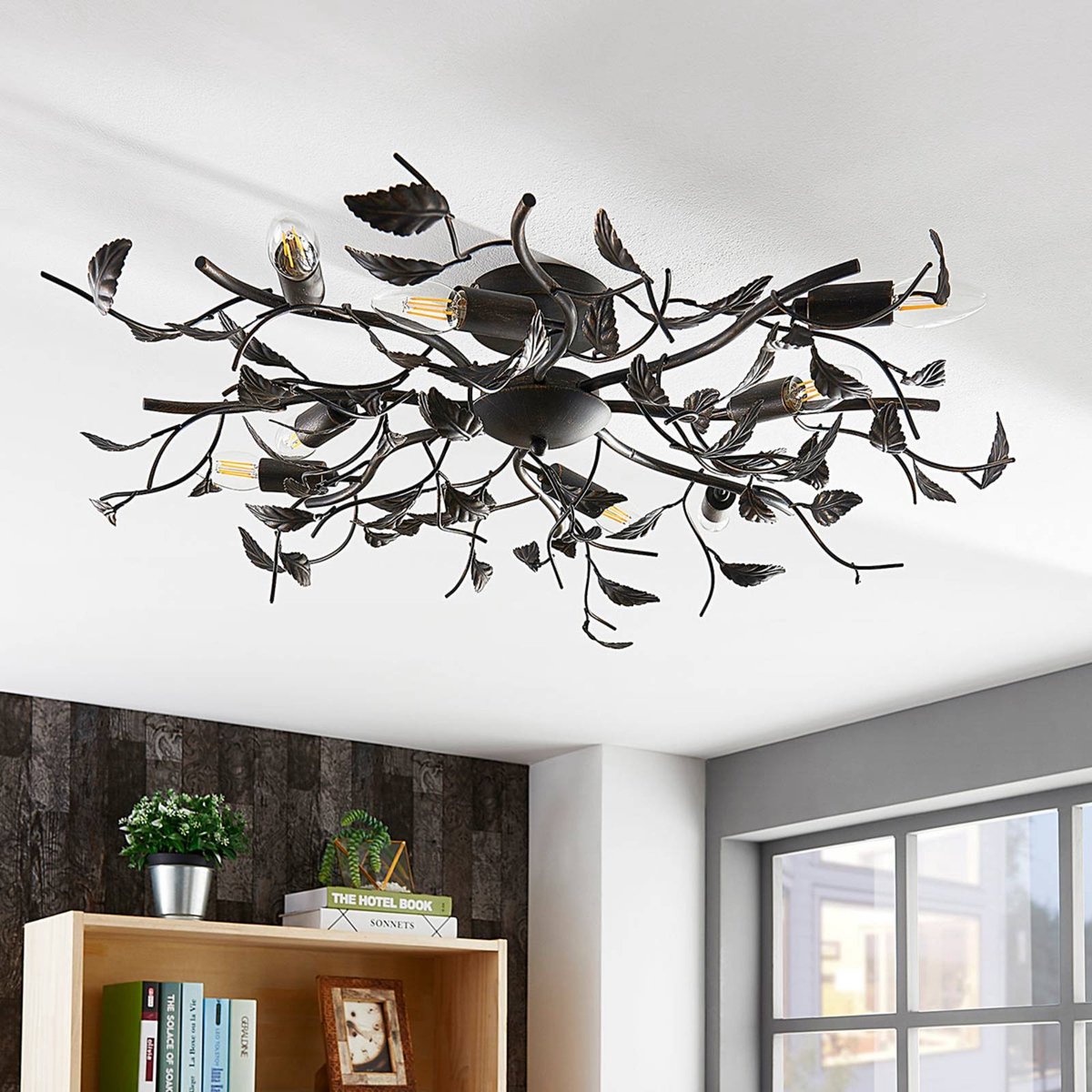 Lindby - Yos 8 Plafondlamp Black-Gold