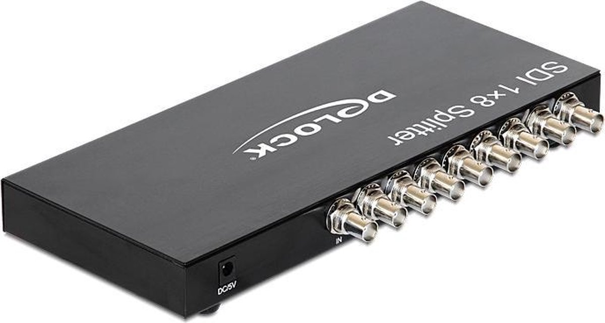 Delock 93253 8 poorten SDI-splitter Met metalen behuizing 1920 x 1080 Pixel Zwart