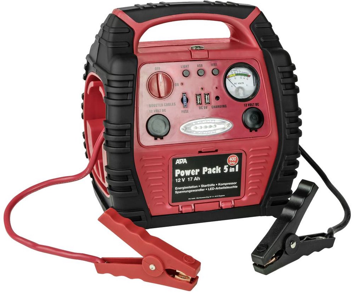 APA Snelstartsysteem Power Pack 5in1 16547NV Starthulpstroom: 400 A Werklamp, Compressor, Spanningsomvormer 230 V, 2x USB-contact, Laadtoestandweergave,