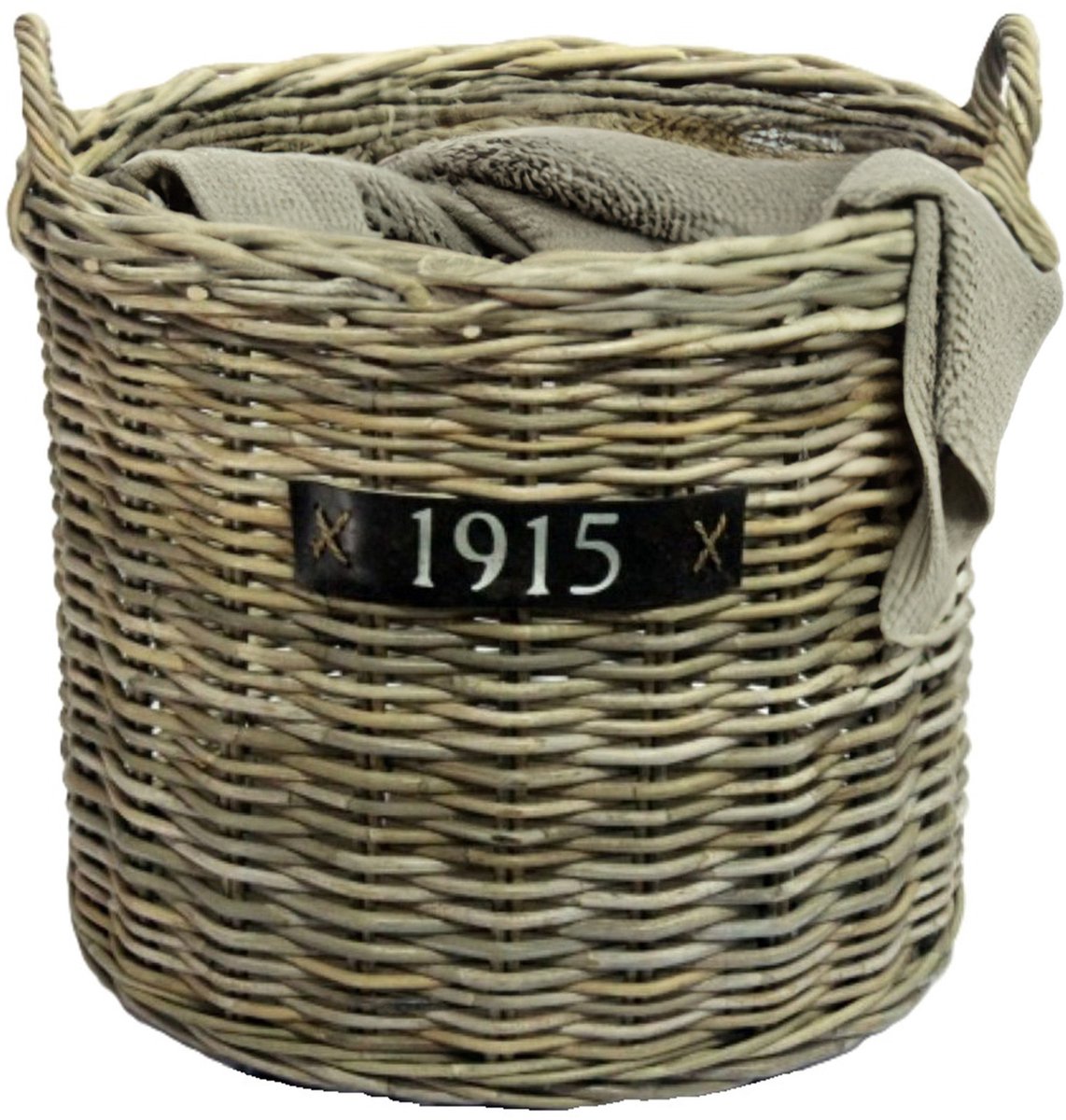 Opbergmand - op wieltjes - bruin - rond - D65 x H60 cm - rotan - gevlochten riet - mand -