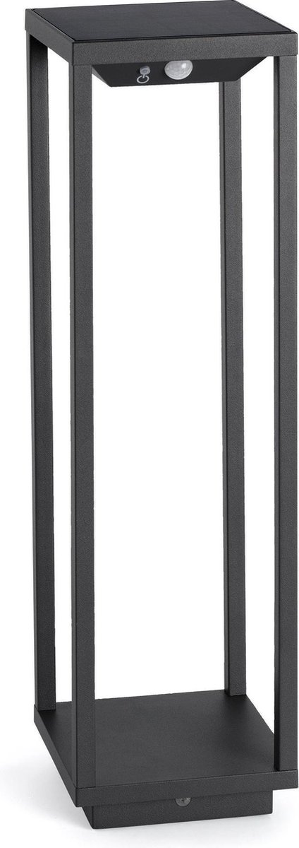 Faro Saura - Tuinpaal Op Zonne-energie Met Bewegingsmelder - 14 X 11,5 X 50 Cm - 2W LED Incl. - IP54 - Donkergrijs