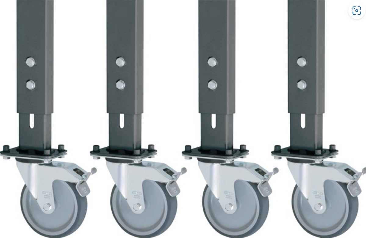 Zwenkwielset - 4 zwenkwielen met rem - 125 mm - voor werkbanken