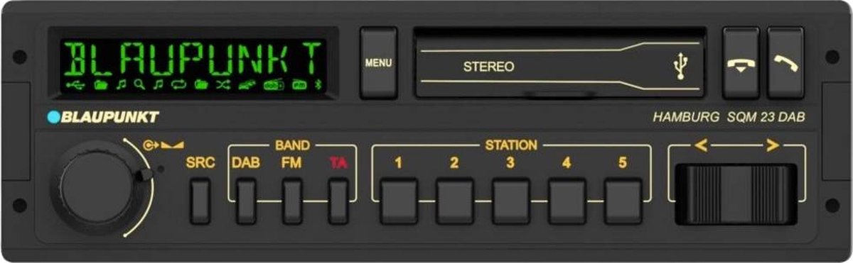 Blaupunkt Hamburg SQM 23 DAB Autoradio enkel DIN DAB+ tuner, Retrodesign, Aansluiting voor stuurbediening, Bluetooth ha