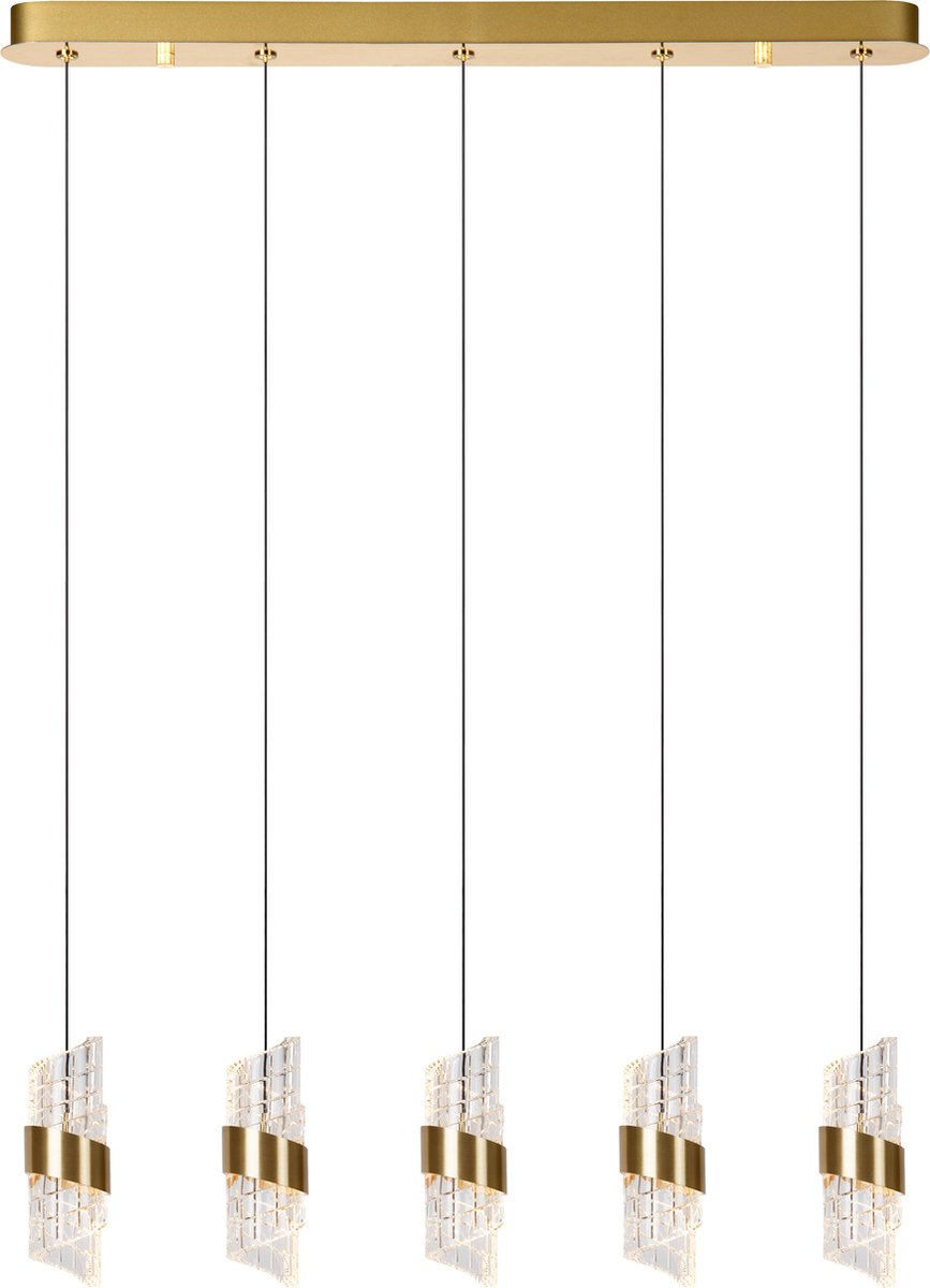 Lucide Kligande - Hanglamp - 84 X 8 X 150 Cm - 5 X 7,8W LED Incl. - Goud