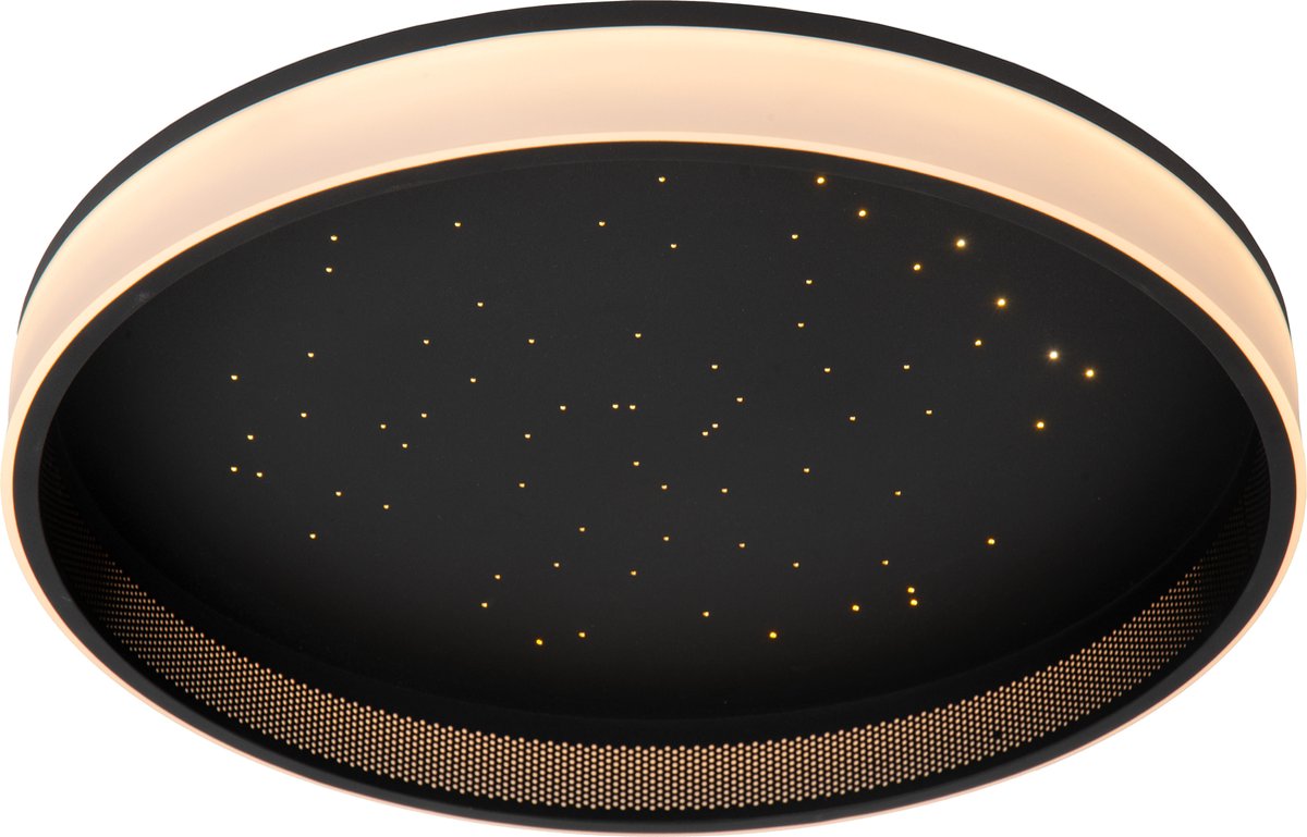 Lucide Estreja - Plafondlamp Met Afstandsbediening - Ø 40 X 9 Cm - 40W + 10W LED Incl. - Zwart