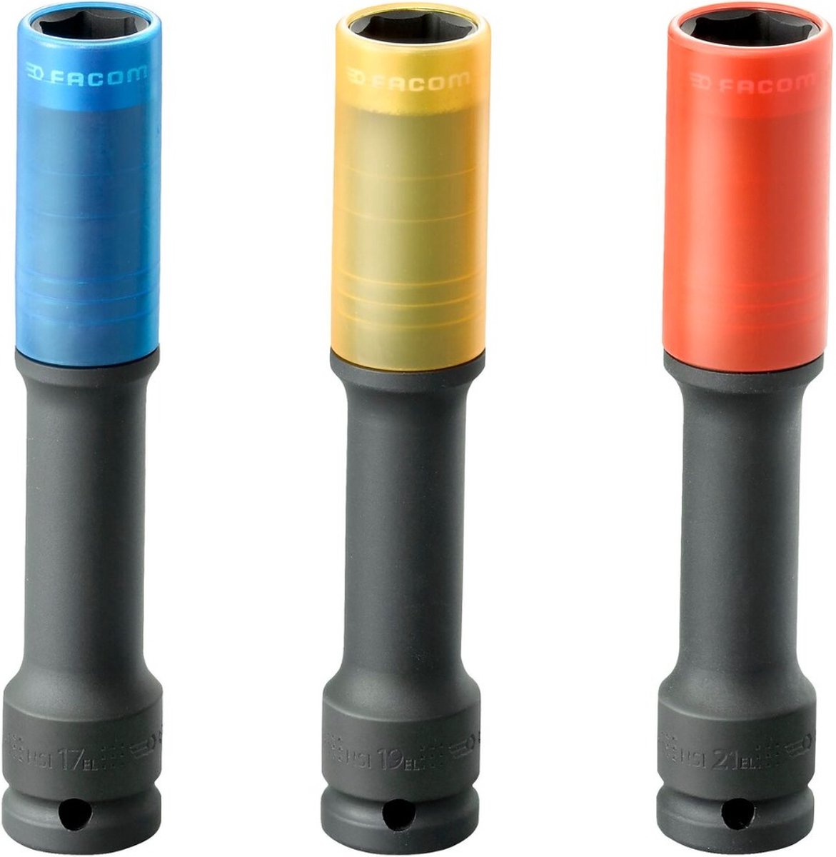 Facom set van 3 extra lange alu doppen 17 mm - 21 mm - NSI.3EL