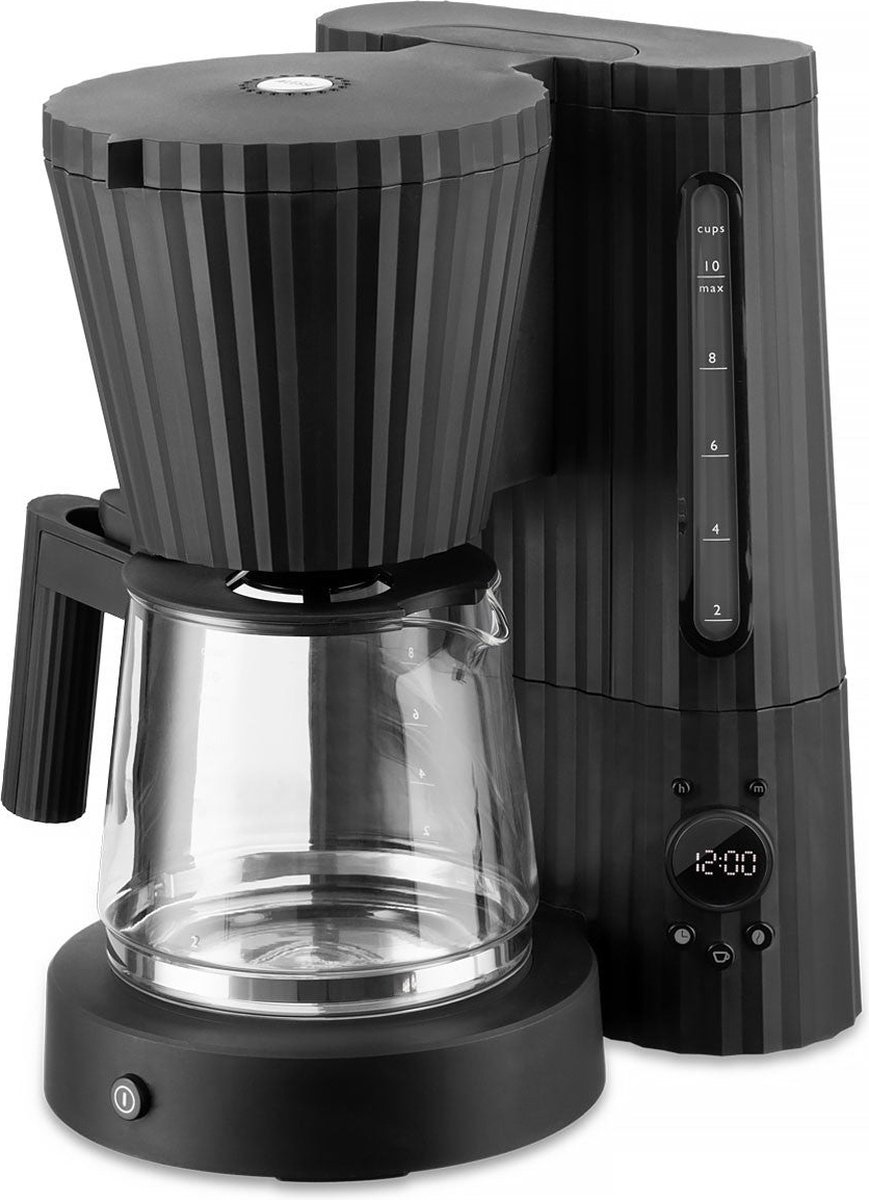 Alessi Filter-koffiezetapparaat Plissé - 1.5 liter - Zwart - Michele De Lucchi - MDL14 B