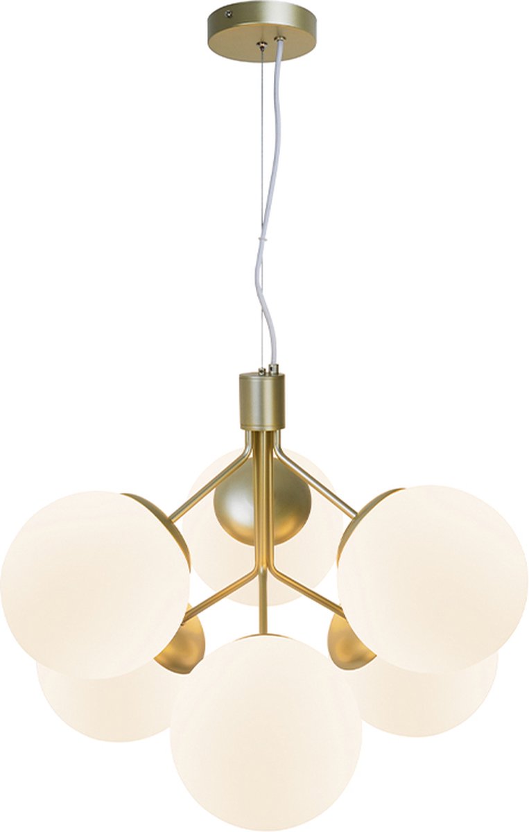 Nordlux Ivona - Hanglamp - 62 X 62 X 247 Cm - Opaal En Messing