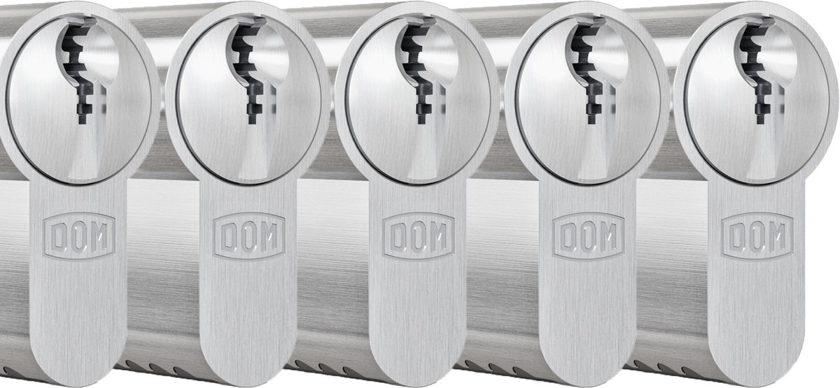 DOM profielcilinder Plura 30/30mm - SKG 3 sterren - 5 gelijksluitende cilinders