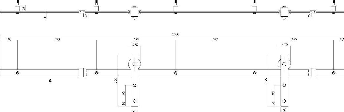 Intersteel DIY-schuifdeur Cubo zwart incl. transparant glas 980x2350x28mm + zwart ophangsysteem Basic