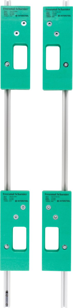 Intersteel Freesmal set t.b.v. 4 Intersteel bladscharnieren 76x76 mm