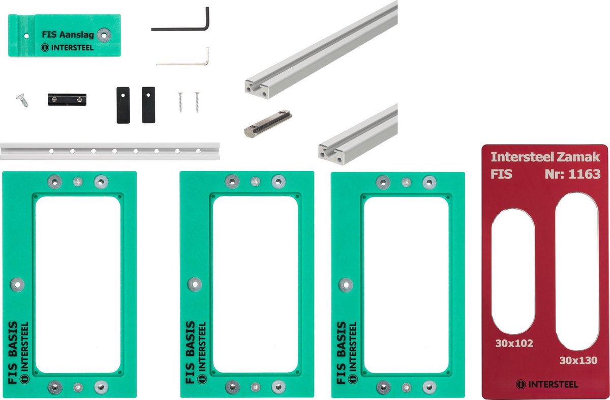 Intersteel Freesmal set t.b.v. 3 verdekte Intersteel scharnieren 130x30 mm
