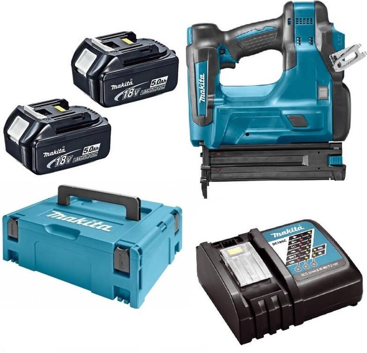 Makita DBN500RTJ Accu Afwerktacker 18Ga 18V 5.0Ah in Mbox