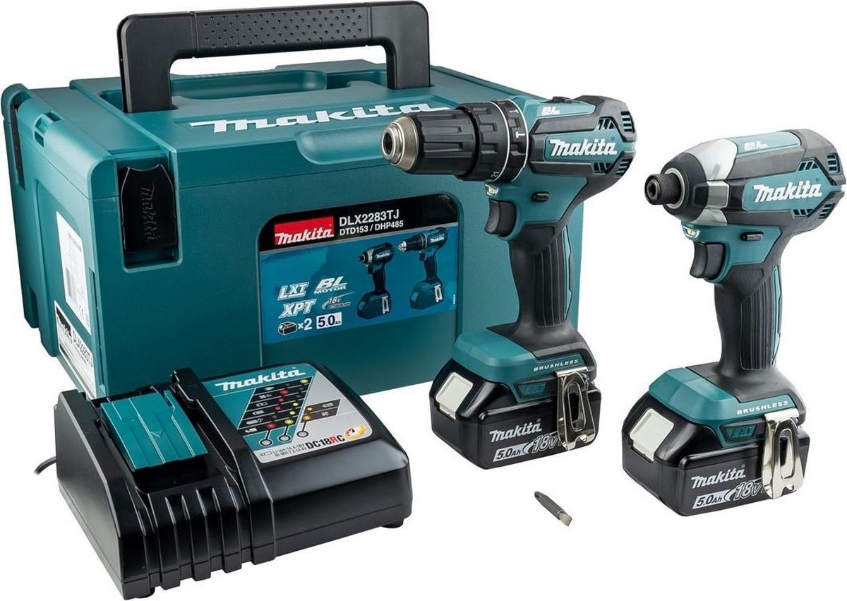 Makita DLX2283TJ Accu Combiset 2-delig (DHP485 + DTD153) 18V 5.0Ah in Mbox