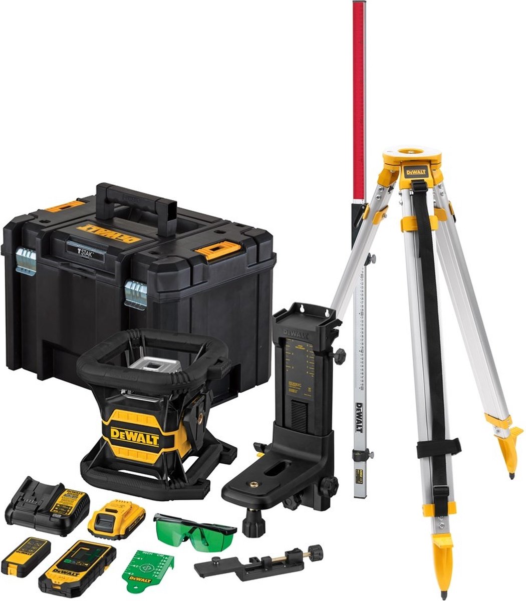 DeWALT DCE080D1GS-SET Roterende Laser BT 18V XR met Statief DE0736 + Meetlat DE0737