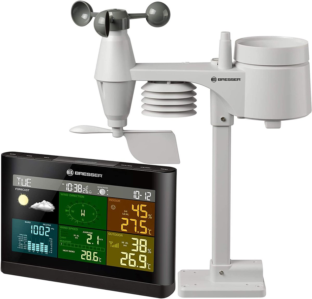 BRESSER 5-in-1 Comfort Weercenter met Kleurendisplay (zwart)