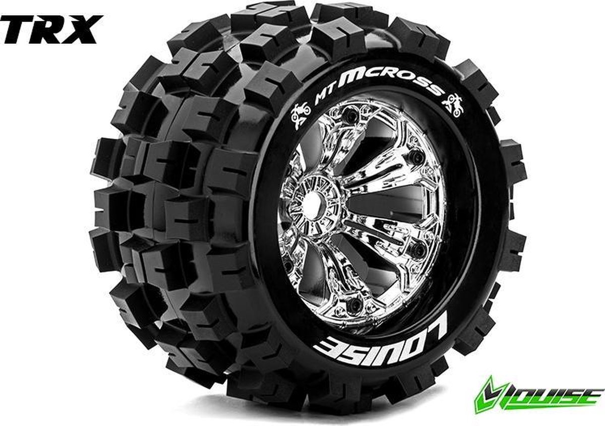 Louise MT-MCROSS Medium banden op chrome velgen voor 1/8 MT - 1/2 offset