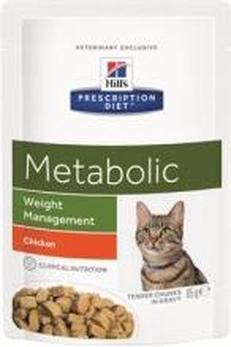 Hill's Prescription Diet Metabolic Weight Management nat kattenvoer maaltijdzakje multipack 8 dozen (96 x 85 g)