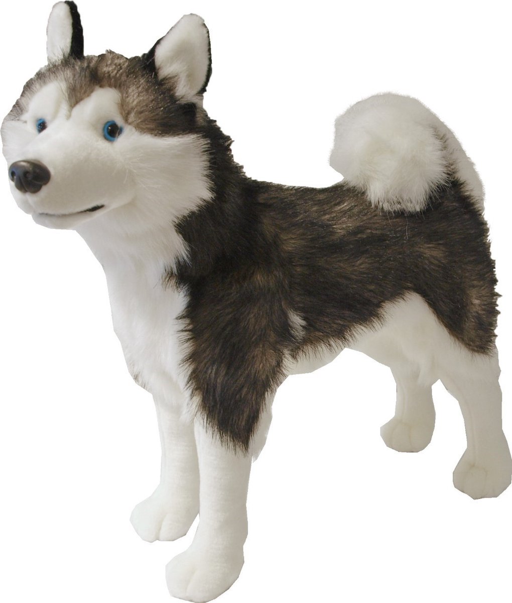 Boony Natural Decoration pluche husky 53 cm staand - Gebr de boon