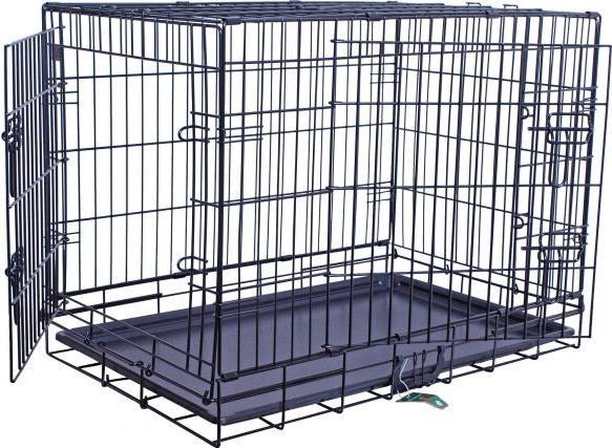 Draadkooi 2 deurs zwart 121 x 76 x 89 cm - Gebr de boon