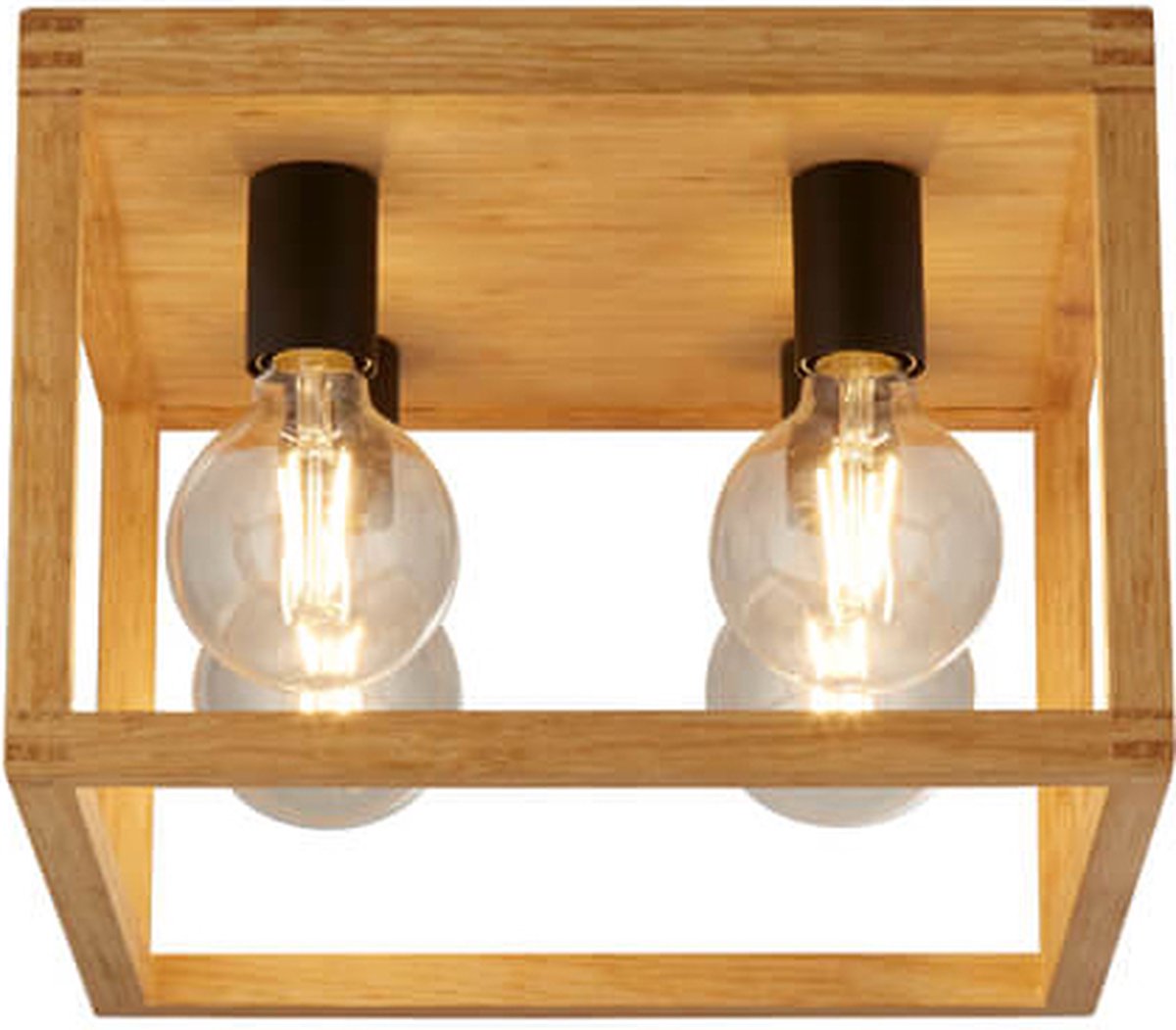 Searchlight Square - Plafondlamp - 36 X 36 X 25 Cm - Zwart En Bruin