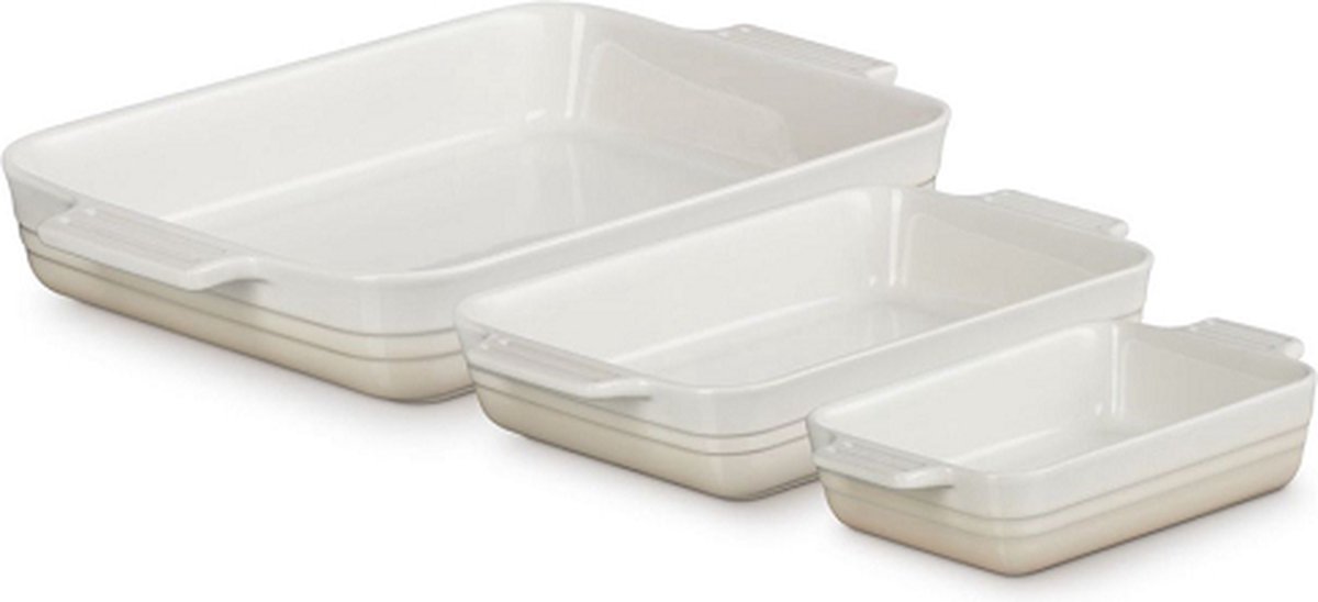 LE CREUSET - Aardewerk - Set/3 Ovenschalen 18/25/32cm Meringue