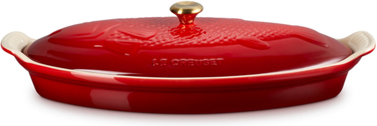 LE CREUSET - Aardewerk - Ovenschaal Vis Heritage 34cm Kersenrood
