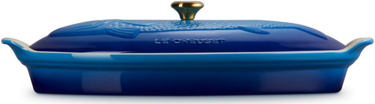 LE CREUSET - Aardewerk - Ovenschaal Vis Heritage 34cm Azure