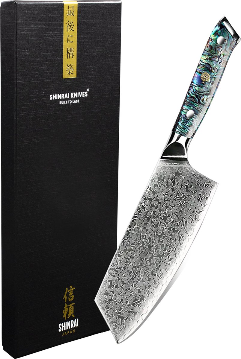 Shinrai Knives - Parelmoer Jewels Damascus Nakiri mes 20 cm