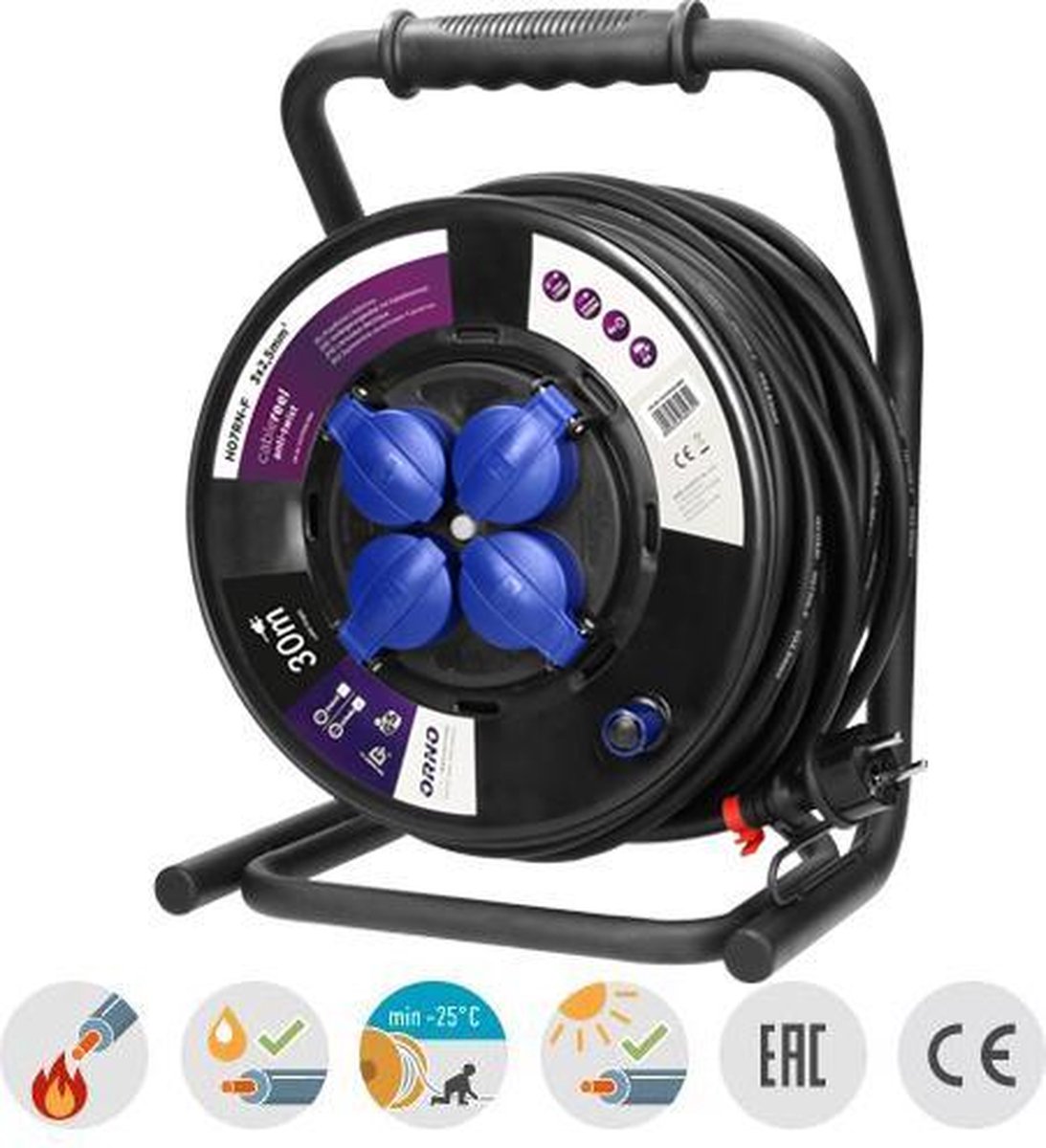 Orno Kabelhaspel prof H07 3x2,5qmm 30m IP44 - 1167296