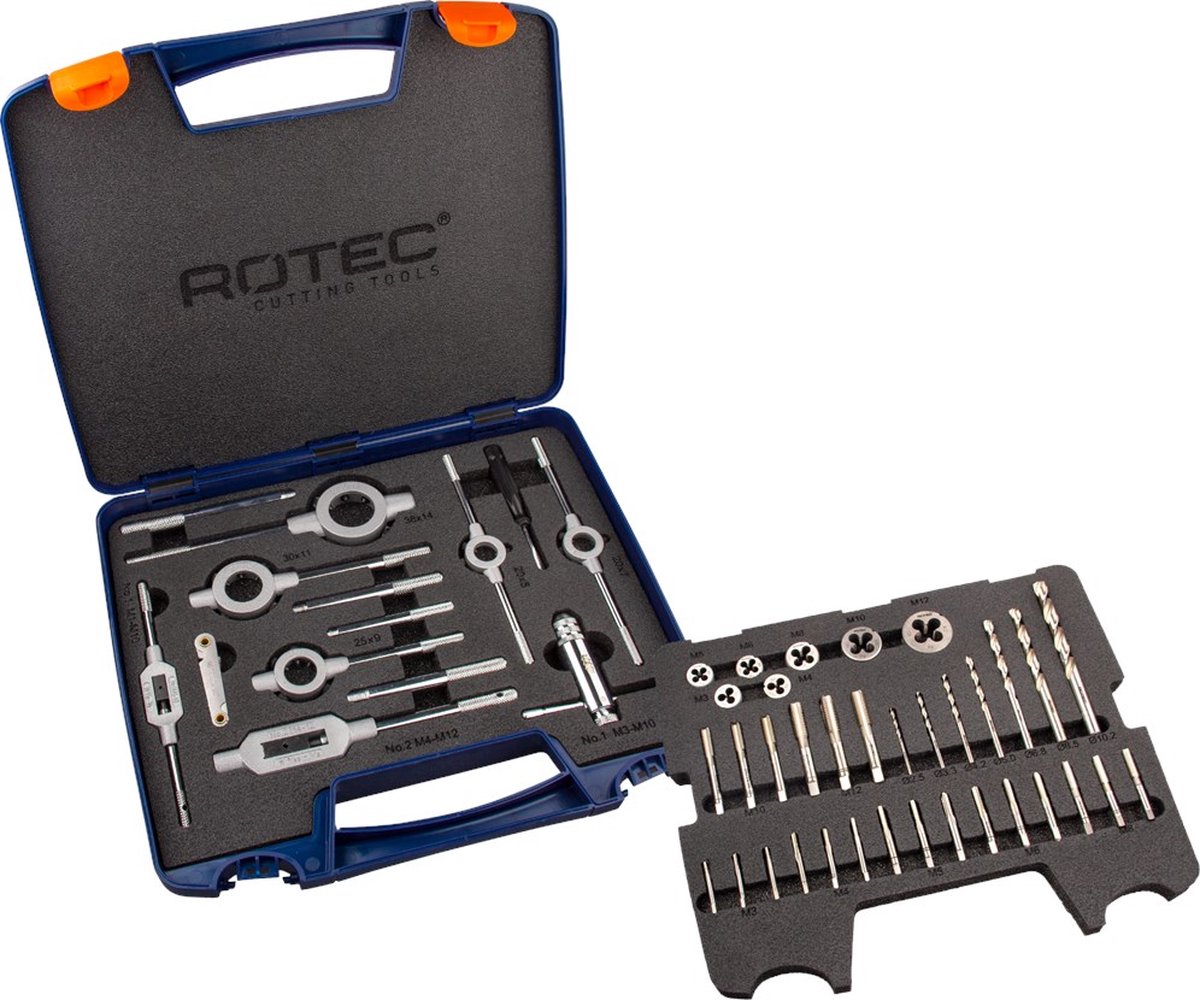 Rotec 900.2020K | Handtap- en snijplaatset | metrisch | in ABS-koffer | 45-dlg. - 900.2020K